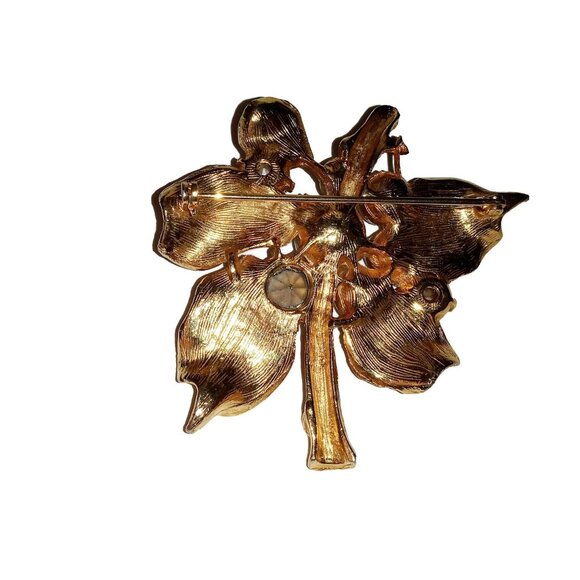 Large Faux Pearls and Aurora Borealis Rhinestone Brooch - Picture 3 of 5